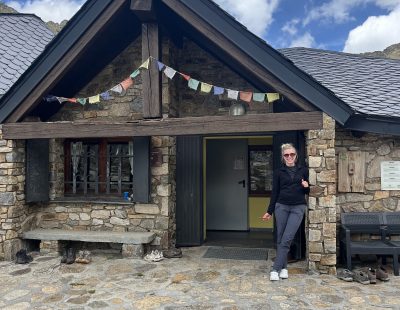 Female posing in front of building in Andorra