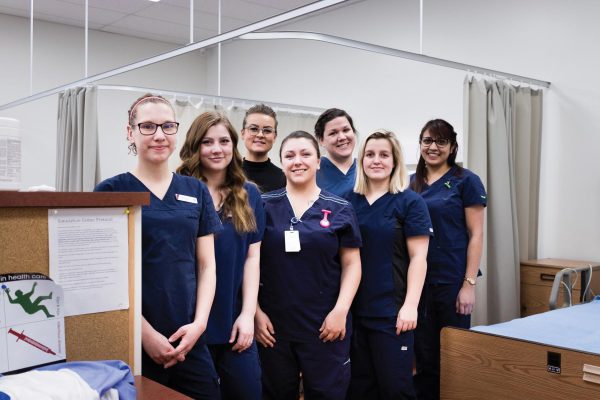 Image shows seven College of the Rockies BSN students