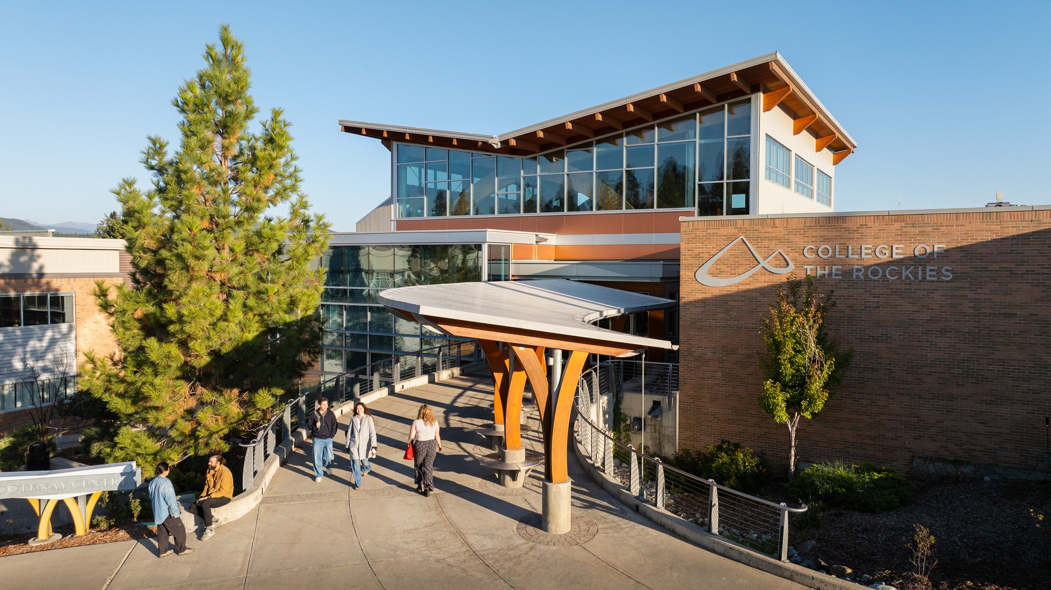 Drone shot of Kootenay Centre at College of the Rockies Cranbrook Campus