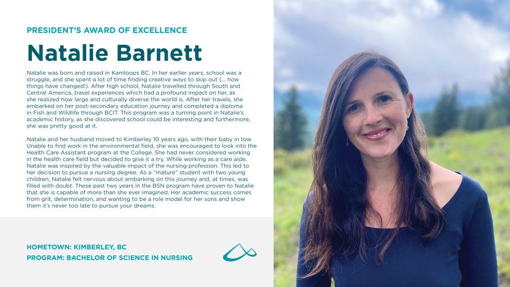 The President’s Award of Excellence award for 2024 recipient; Natalie Barnett.