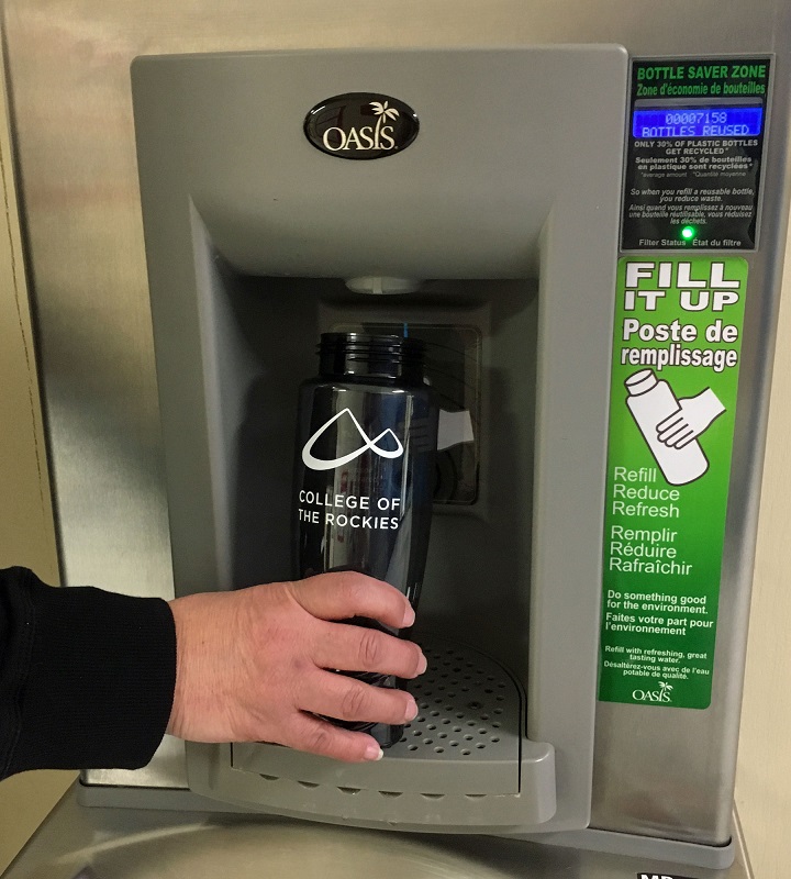An image of a water filling station at the Cranbrook campus.