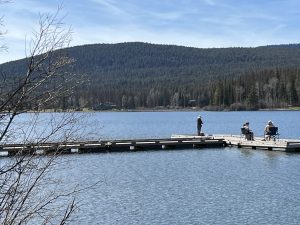 Image shows a dock at a lake in the East Kootenay