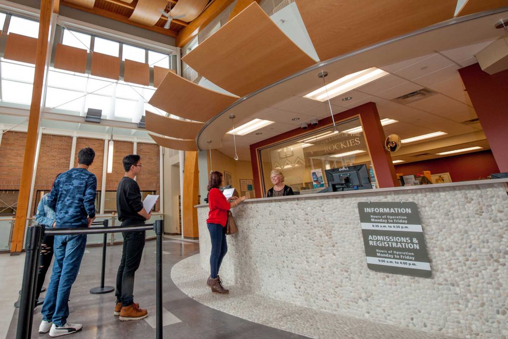 An image of the registration counter at the Cranbrook campus.