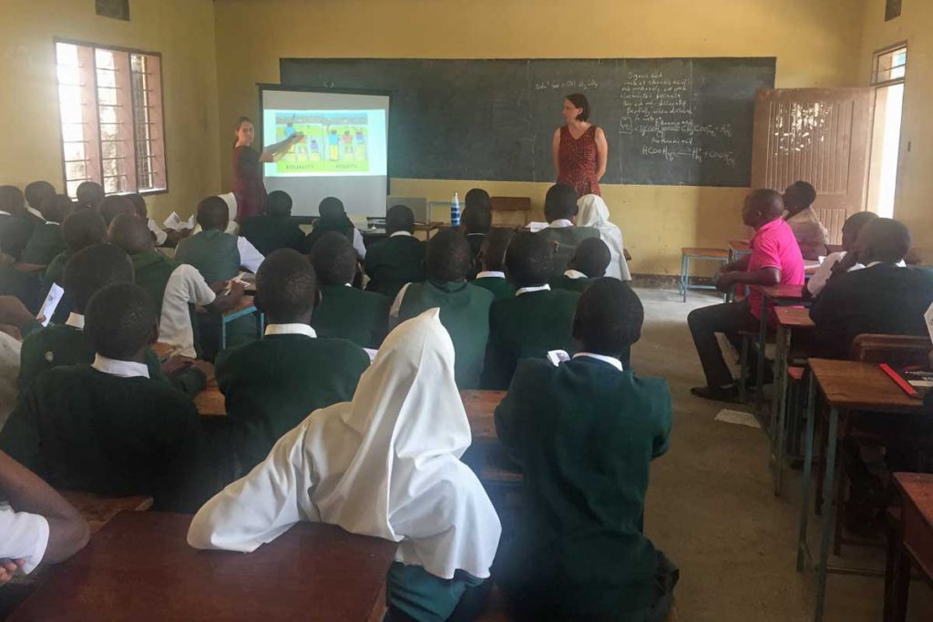 An image of several students in a classroom in Tanzania.