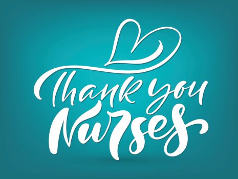 Image shows the words Thank you Nurses with a heart above them.