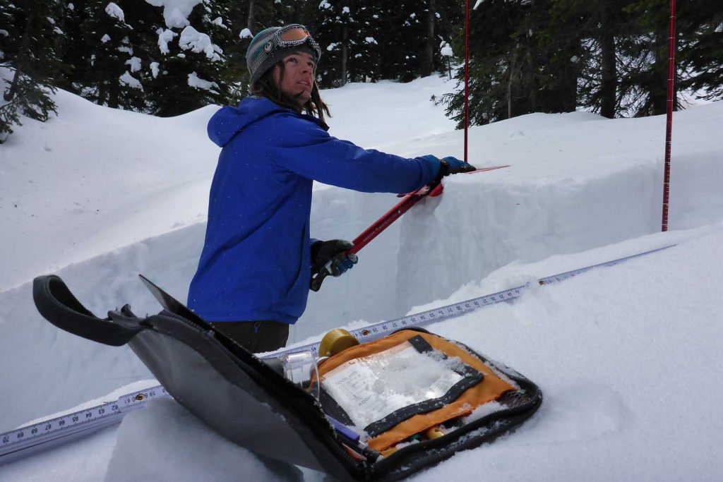 An image of a student taking part in Avalanche Skills training through College of the Rockies.
