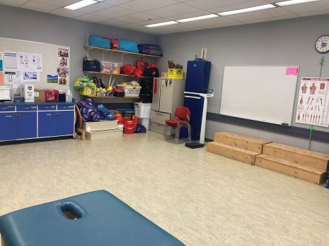 Image shows neatly organized kinesiology lab.