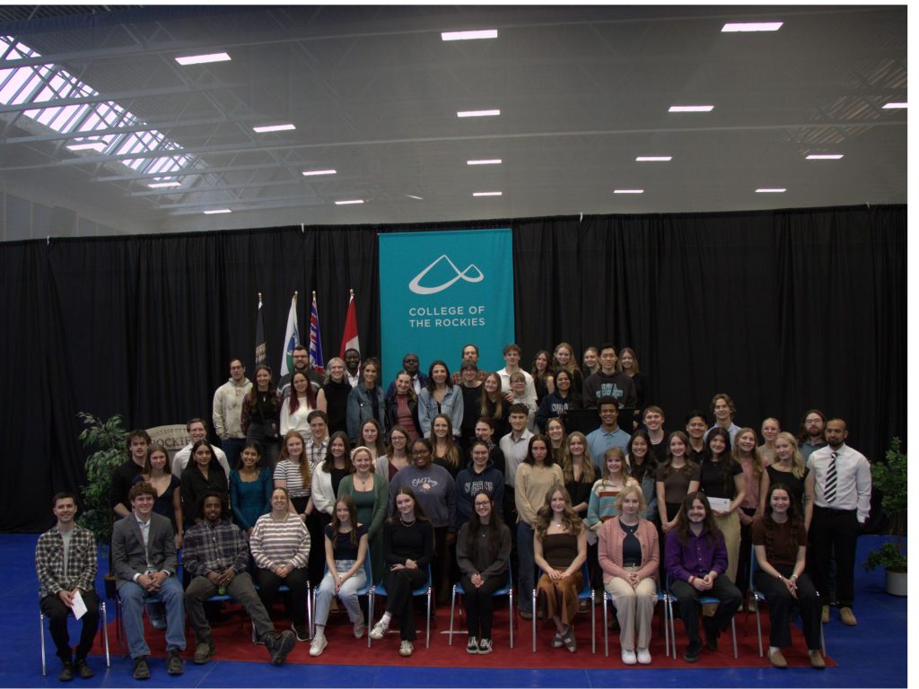 A group photo of the 2025-2026 scholarship and award winners at College of the Rockies