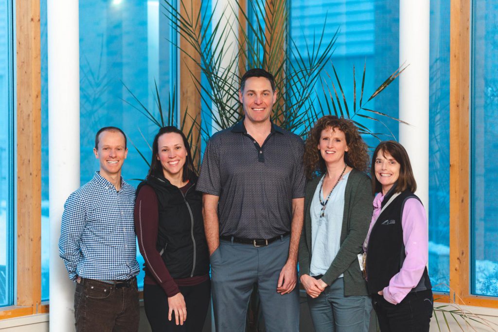 An image of five Kinesiology instructors at College of the Rockies