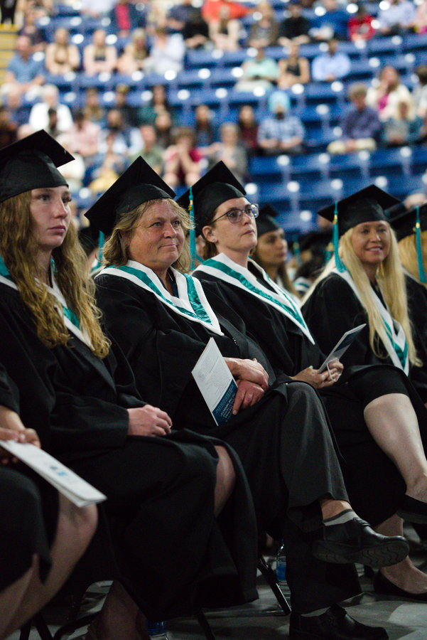 Students at graduation ceremony.
