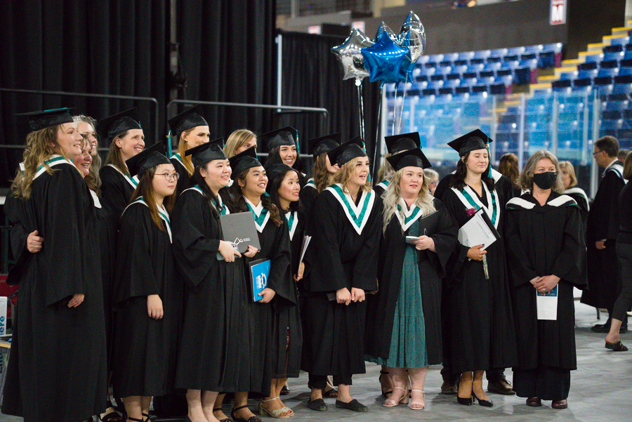 Students at graduation ceremony.