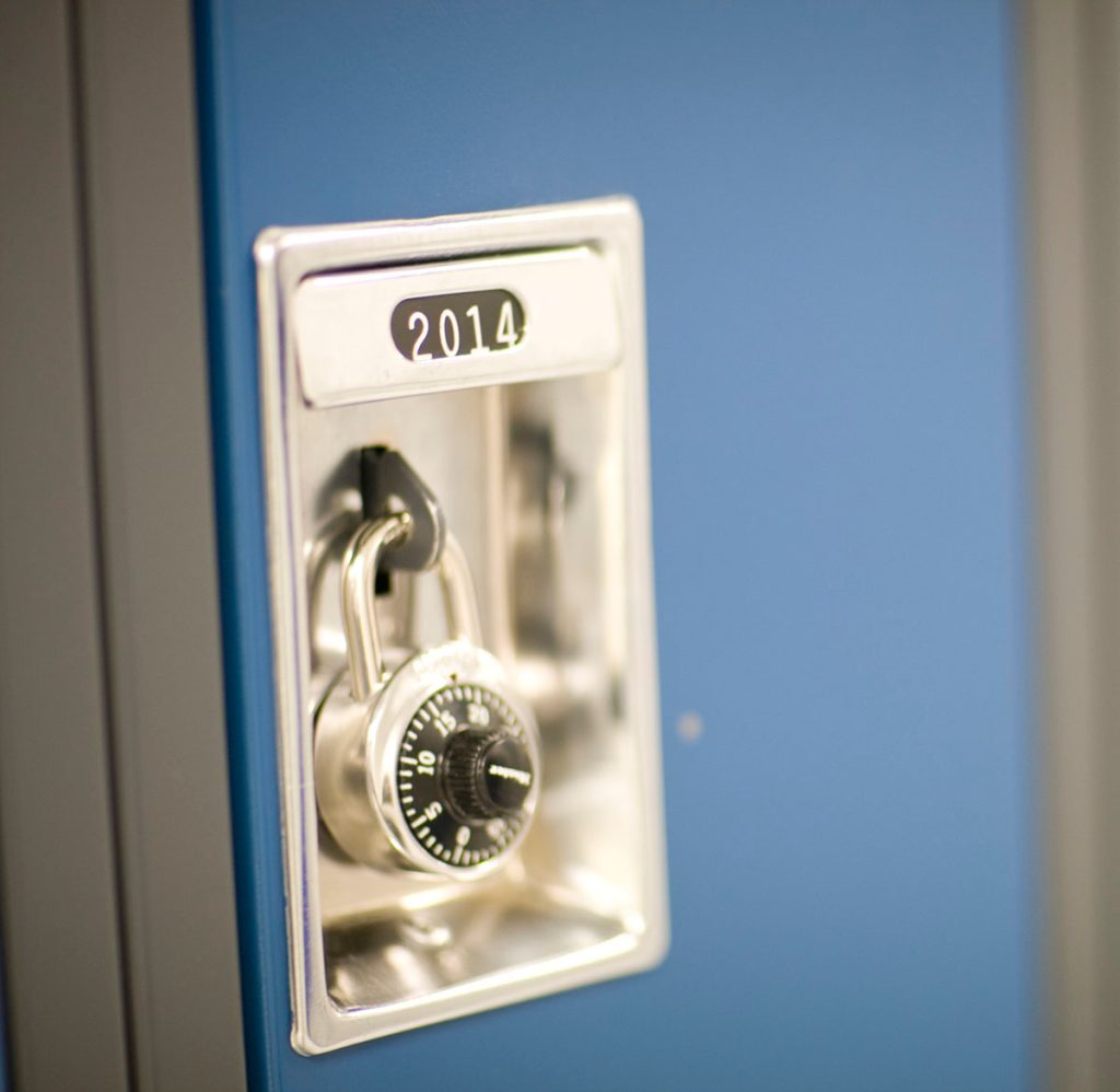 Locker with lock attached.